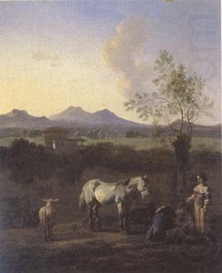 The Pasture Horses Cows and Sheep in a Meadow with Trees (mk05), Karel Dujardin